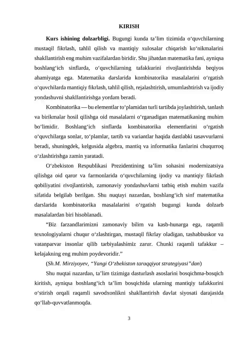 BOSHLANG’ICH SINF MATEMATIKA DARSLARIDA KOMBINATORIKA MASALALARI. 3