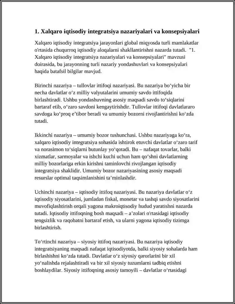 XALQARO IQTISODIY INTEGRATSIYA JARAYONLARI 3