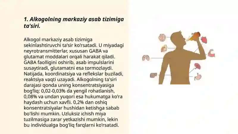 Markaziy asab tizimiga zaharlarnig (alkogol, narkotiklar, nikotin) ta’siri 3