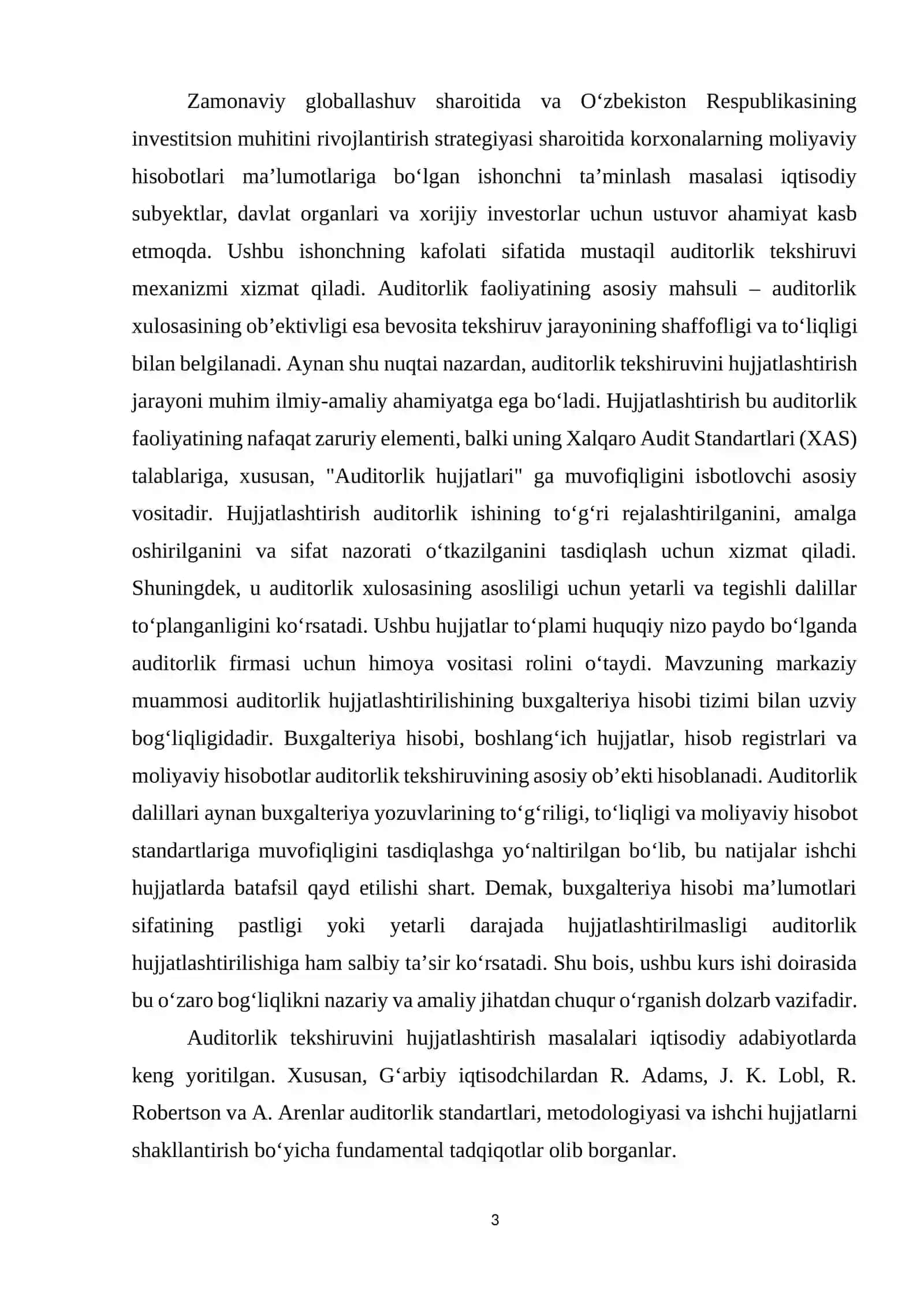 Auditorlik tekshiruvining hujjatlashtirilishi va uning buxgalteriya hisobi bilan bogʻliqligi 3