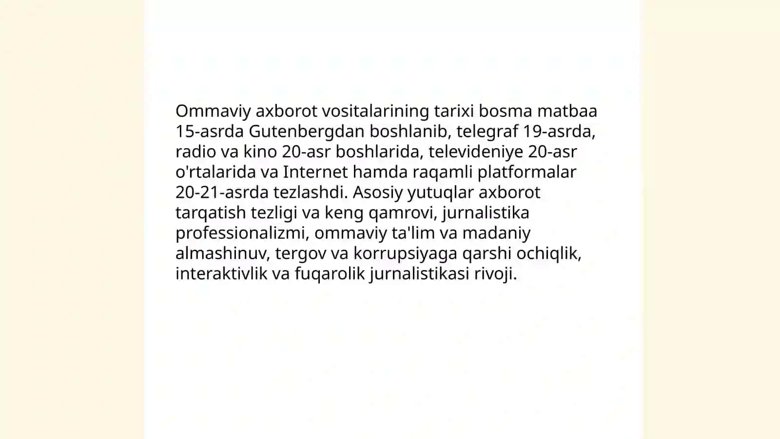 Ommaviy axborot vositalari faoliyati: yutuq va muammolari 3