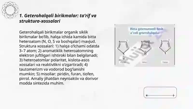 Geterohalqali birikmalar metobolitlar va dorivor vositalar 3