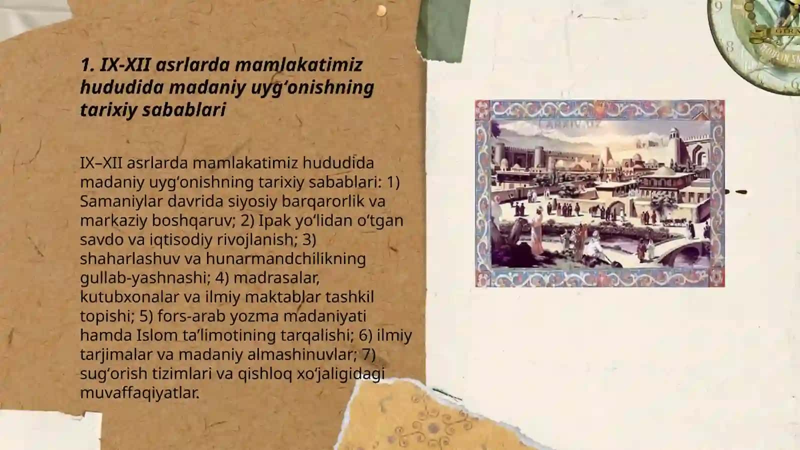 IX-XII asrlarda mamlakatimiz hududida roʻy bergan madaniy uyg'onish (Renessans) 3