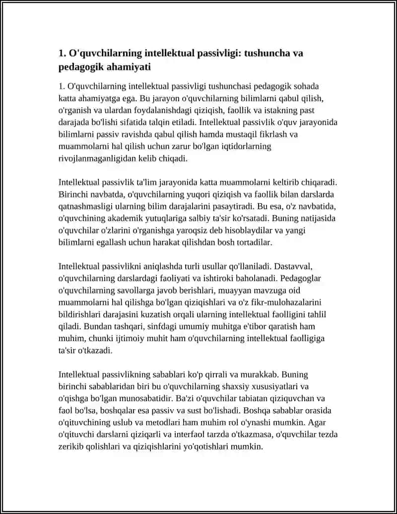 O‘QUVCHILARNING INTELLEKTUAL PASSIVLIGI: SABABLARI, ANIQLASH VA BARTARAF ETISH USULLARI 3