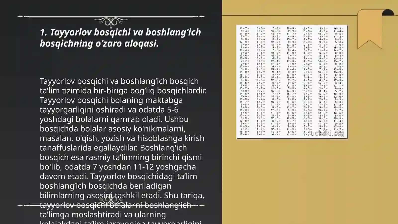 Tayyorlov, boshlangʻich, asosiy bosqichlar farqini tushuntirib bering 3