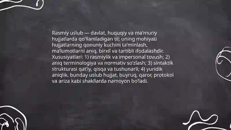 Rasmiy uslub va uning xususiyatlari 3