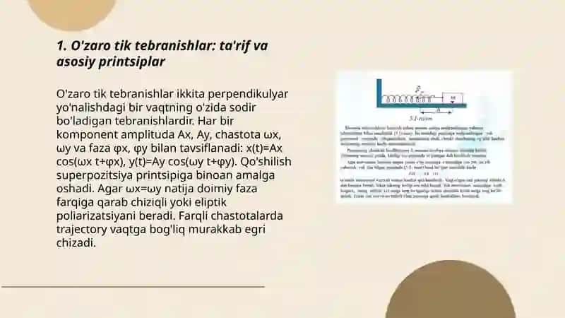 O'zaro tik tebranishlarni qòshish. Bir tomonga yo'nalgan tebranishlarni qòshish 3