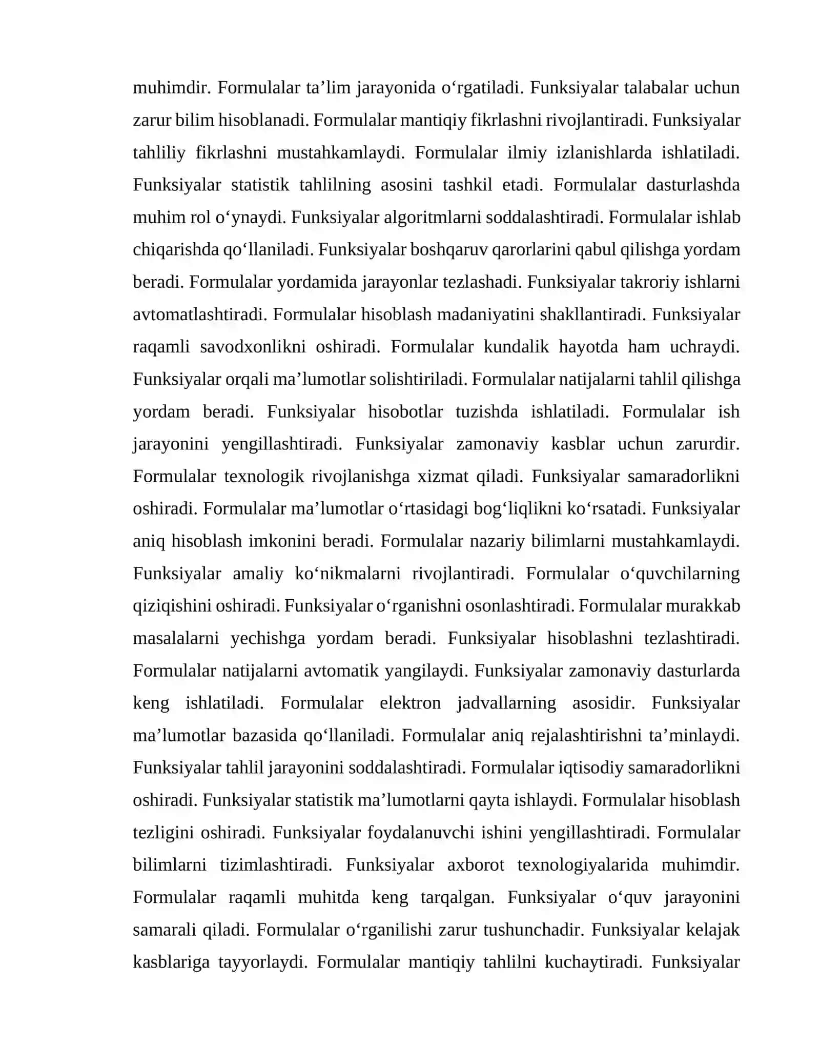 MUSTAQIL TA’LIM - FORMULALAR VA FUNKSIYALAR YORDAMIDA HISOB-KITOB BAJARISH 3