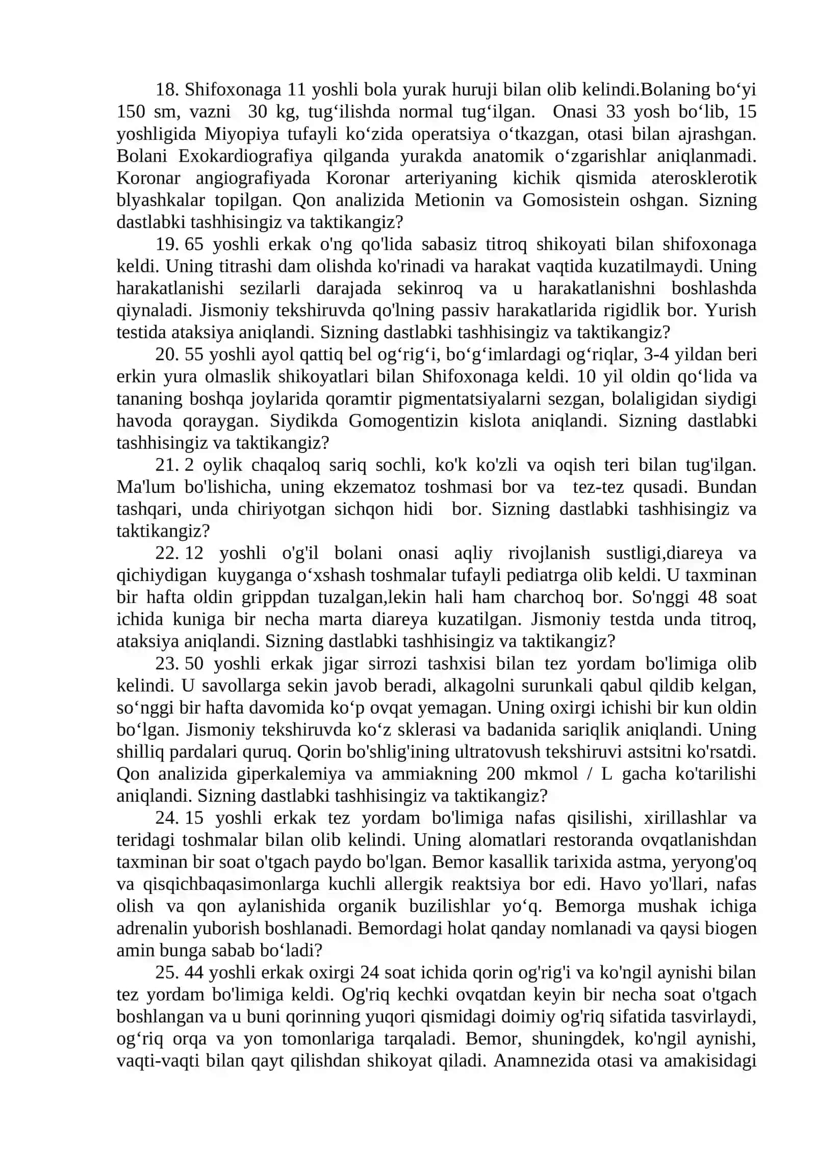 BIOKIMYO FANIDAN ON UCHUN VAZIYATLI MASALALAR 3