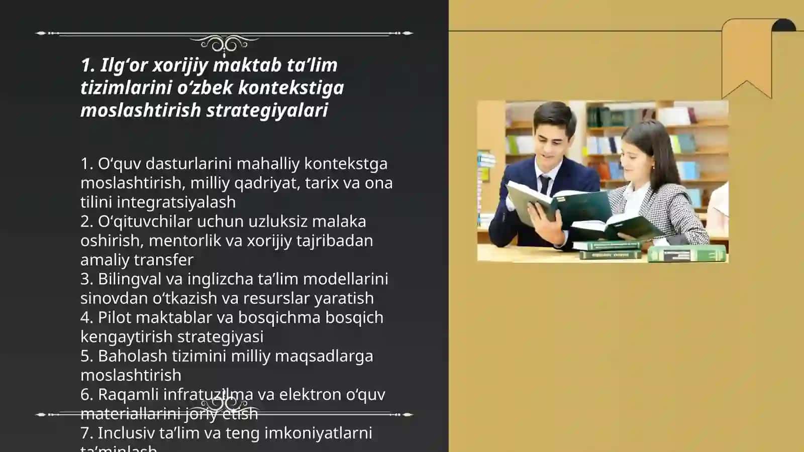 Ilgʻor xorijiy maktab taʼlim tizimlarini o‘zbek kontekstiga moslashtirish strategiyalari 3