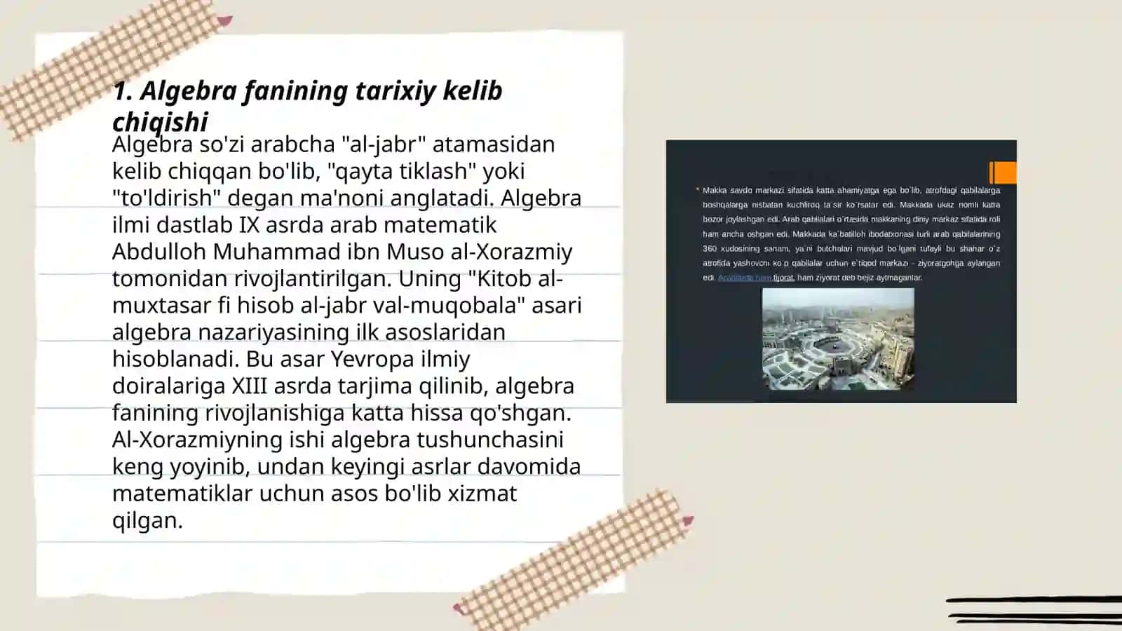 Algebra fanining vujudga kelishi va rivojlanishi 3