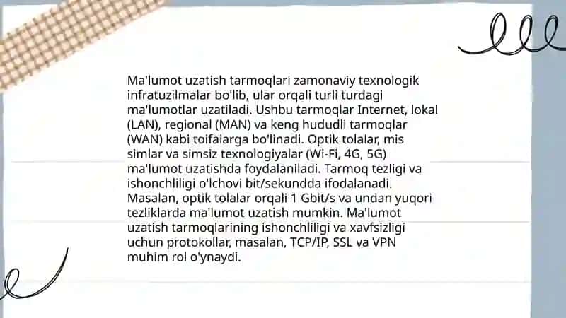 Tarmoq xizmatlarining turlari va vazifalari 3