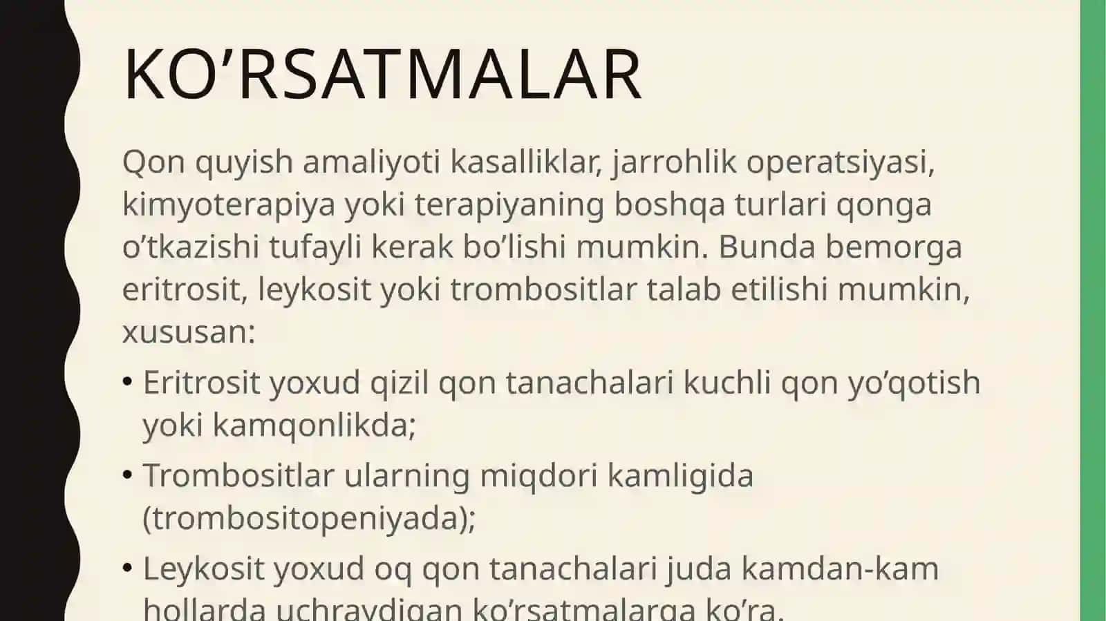 Qon quyish uchun ko'rsatmalar va qarshi ko'rsatmalar 3