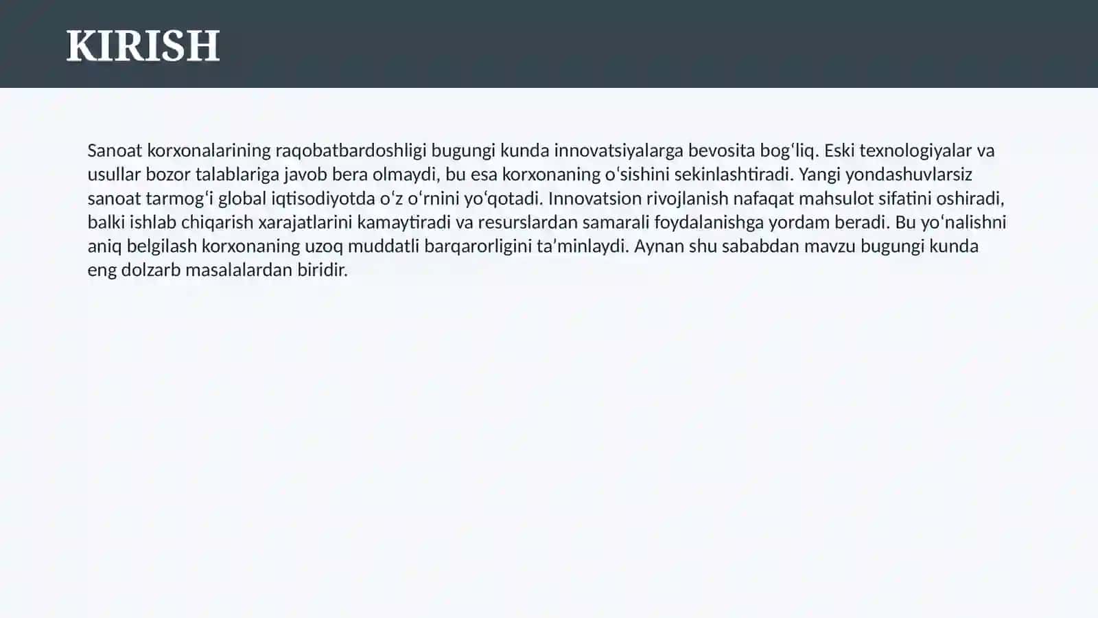 SANOAT KORXONALARI INNOVATSION RIVOJLANISHINING ASOSIY YO’NALISHLARI 3