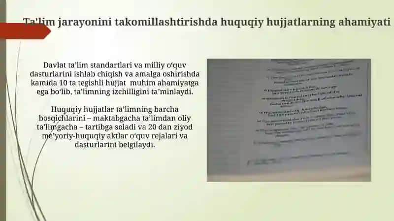 Ta'lim jarayonining normativ-huquqiy hujjatlarini tahlil qilish metodologiyasi 3
