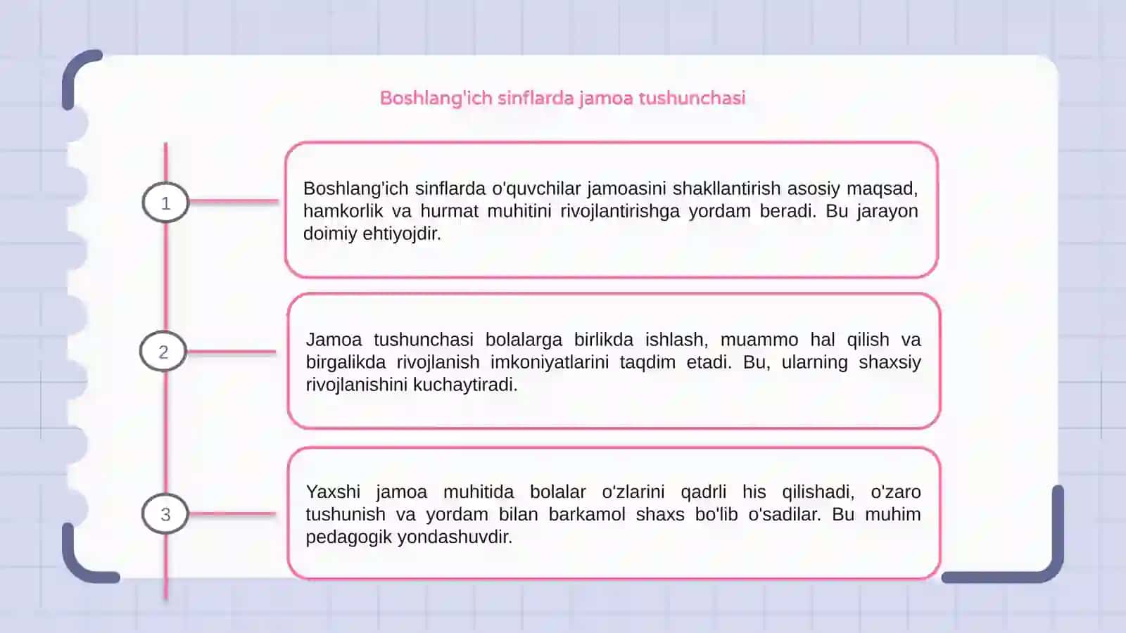 Boshlang'ich sinflarda o'quvchilar jamoasini shakllantirish boaqichlari 3