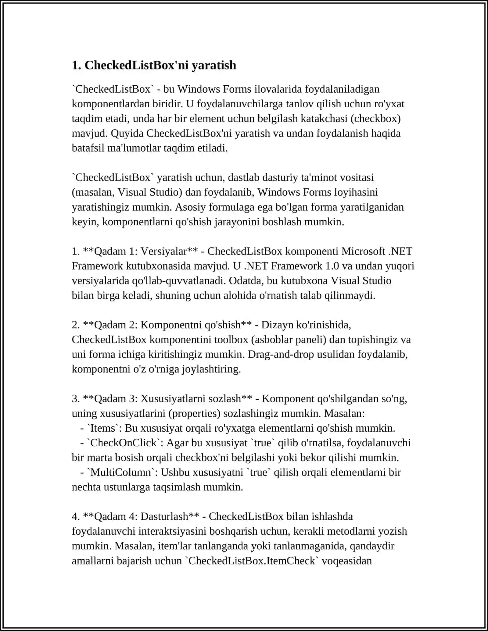 CHECKEDLISTBOX KOMPONENTASI 3