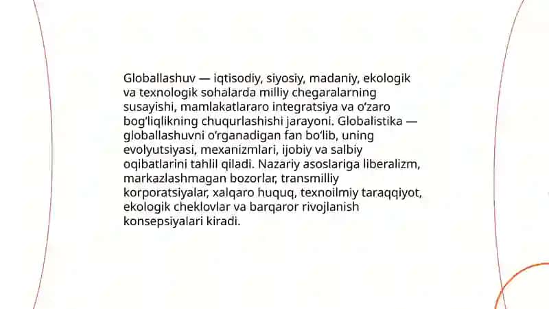 Globallashuv glabalistika va barqaror taraqqiyot jarayonlarining mohiyati 3