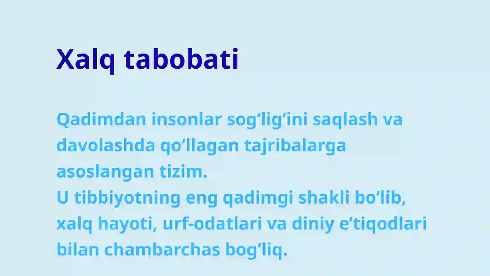 Xalq tabobati rivojlanishining tarixi va oʻrni. 3