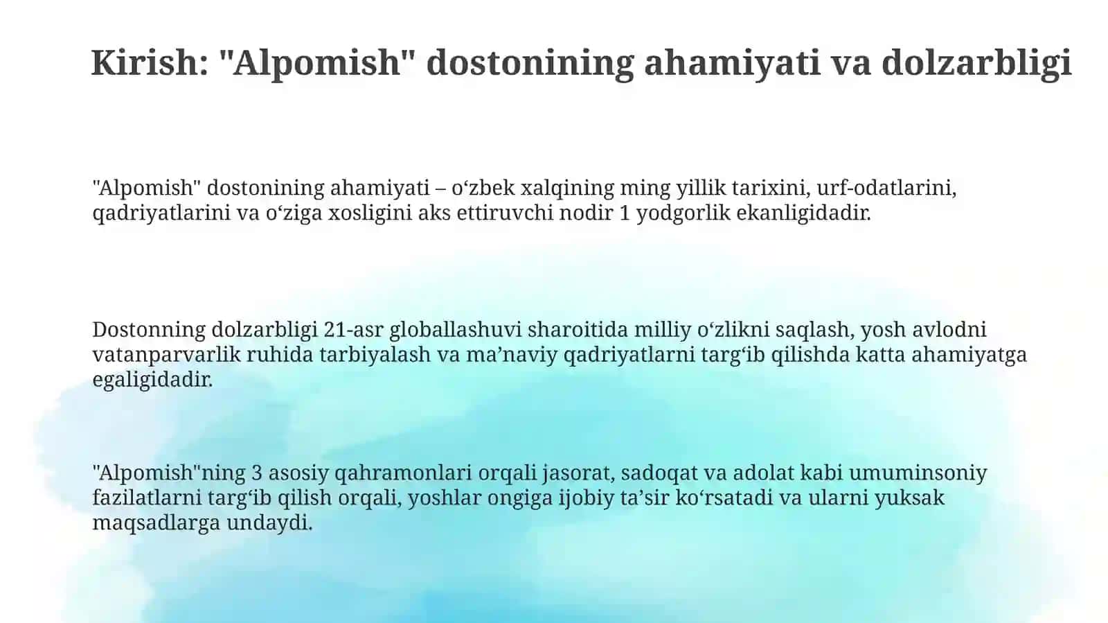 Alpomish dostonini oʻrganish 3