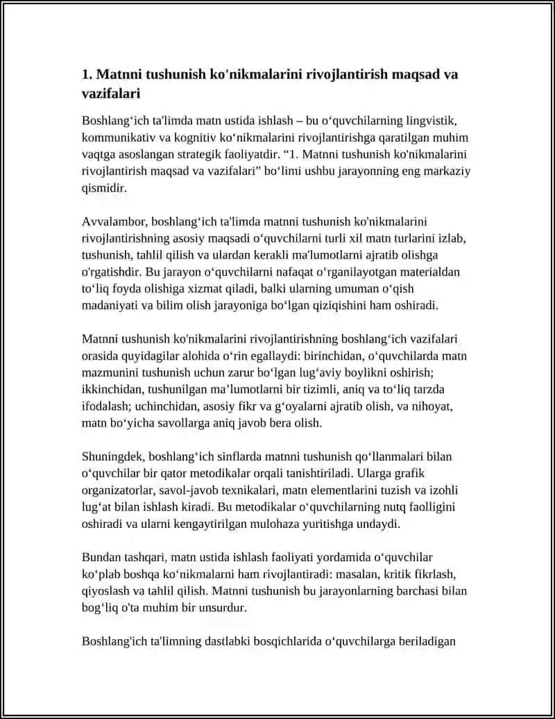 BOSHLANGʻICH TA'LIMDA MATN USTIDA ISHLASHNING MAQSAD VA VAZIFALARI 3