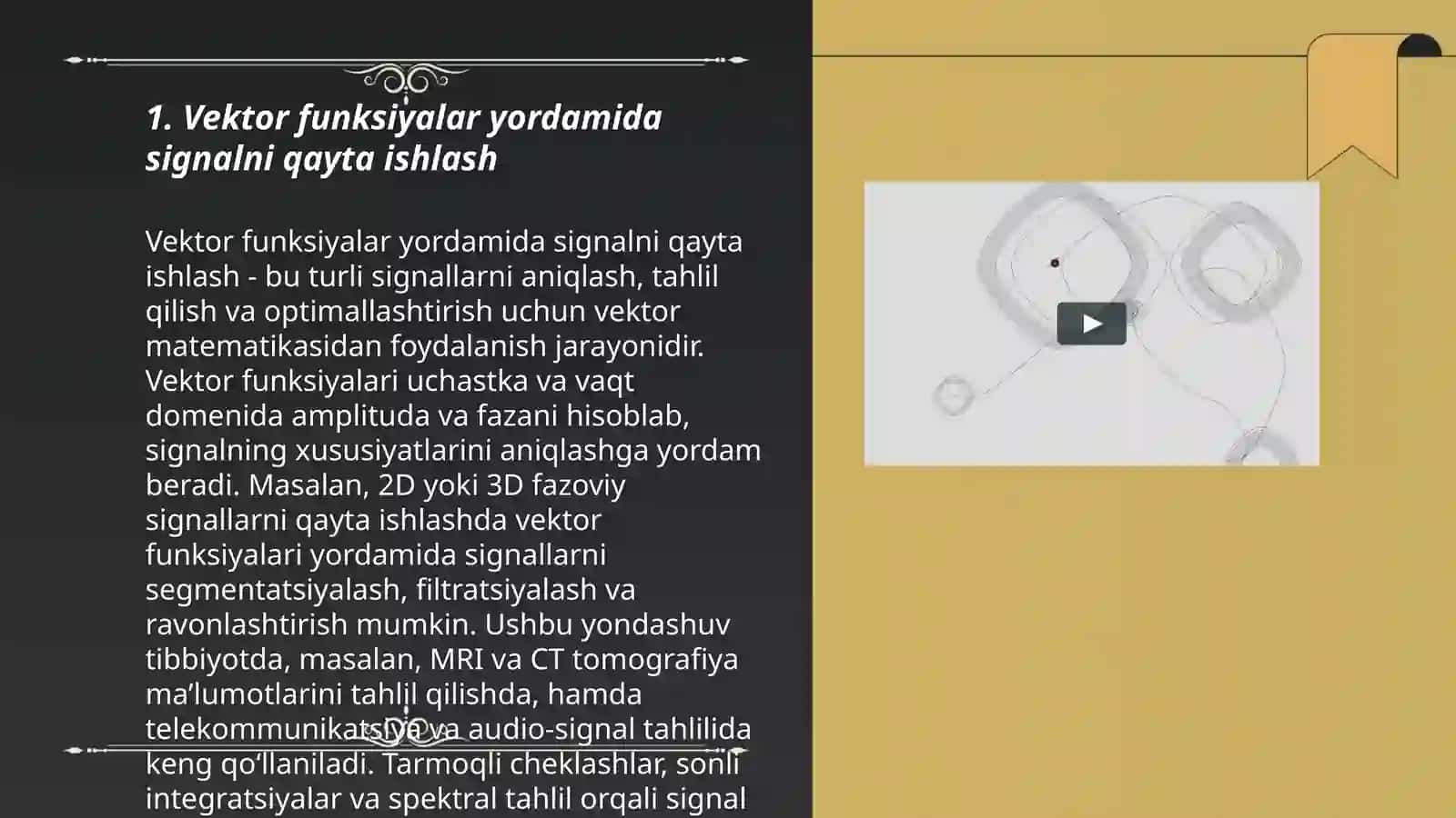 Vektor funksiyalarning injinerlik sohasidagi tatbiqlari 3