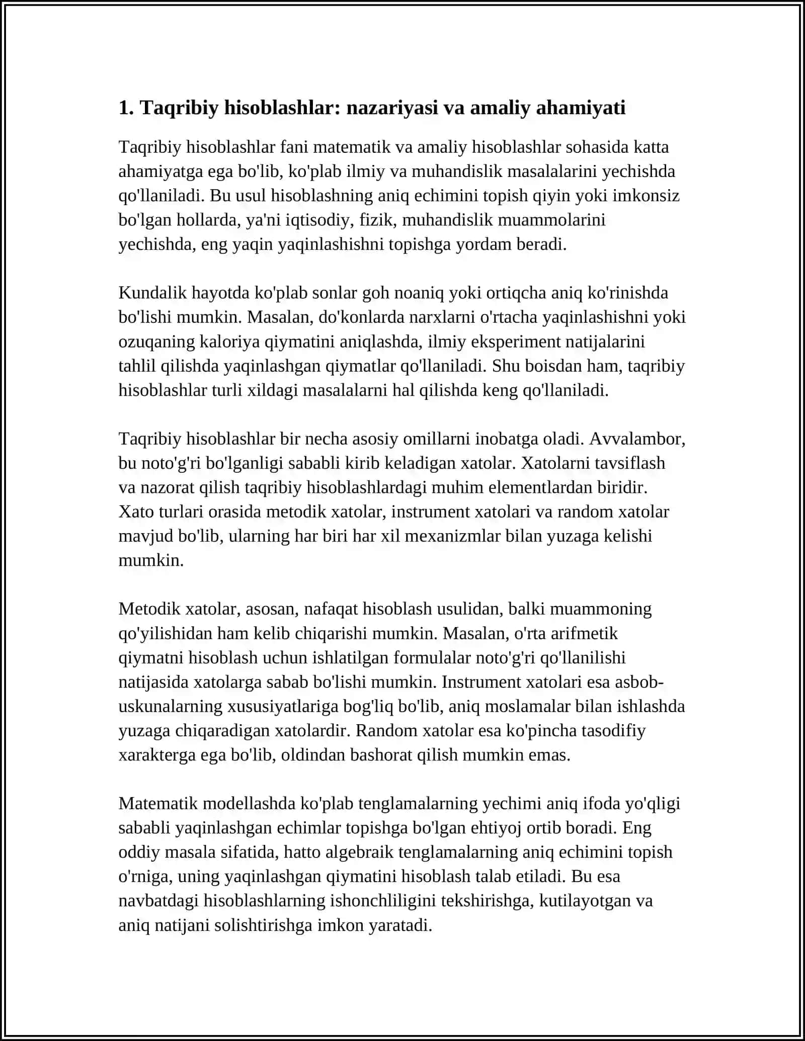 TAQRIBIY HISOBLASHLAR MAVZUSIGA REFERAT KERAK 3