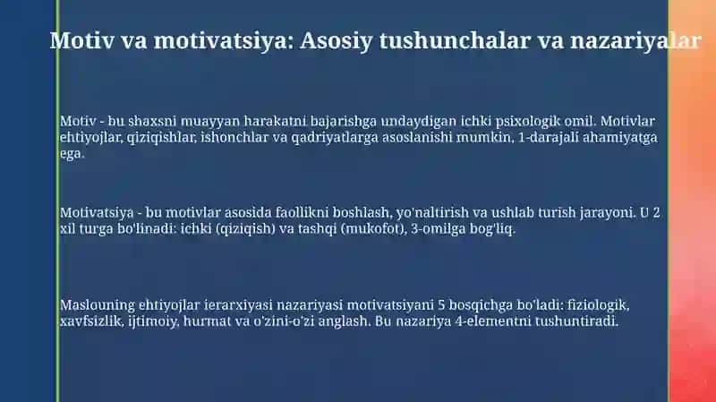 Motiv va motivatsiya muammosi 3