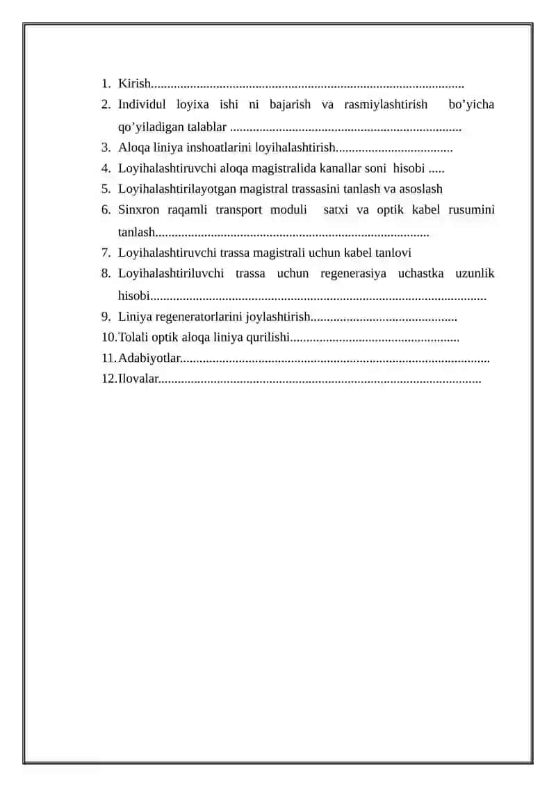Farg‘ona – Toshkent viloyatlari orasida optik transport tarmog‘ini loyixalashtirish 3