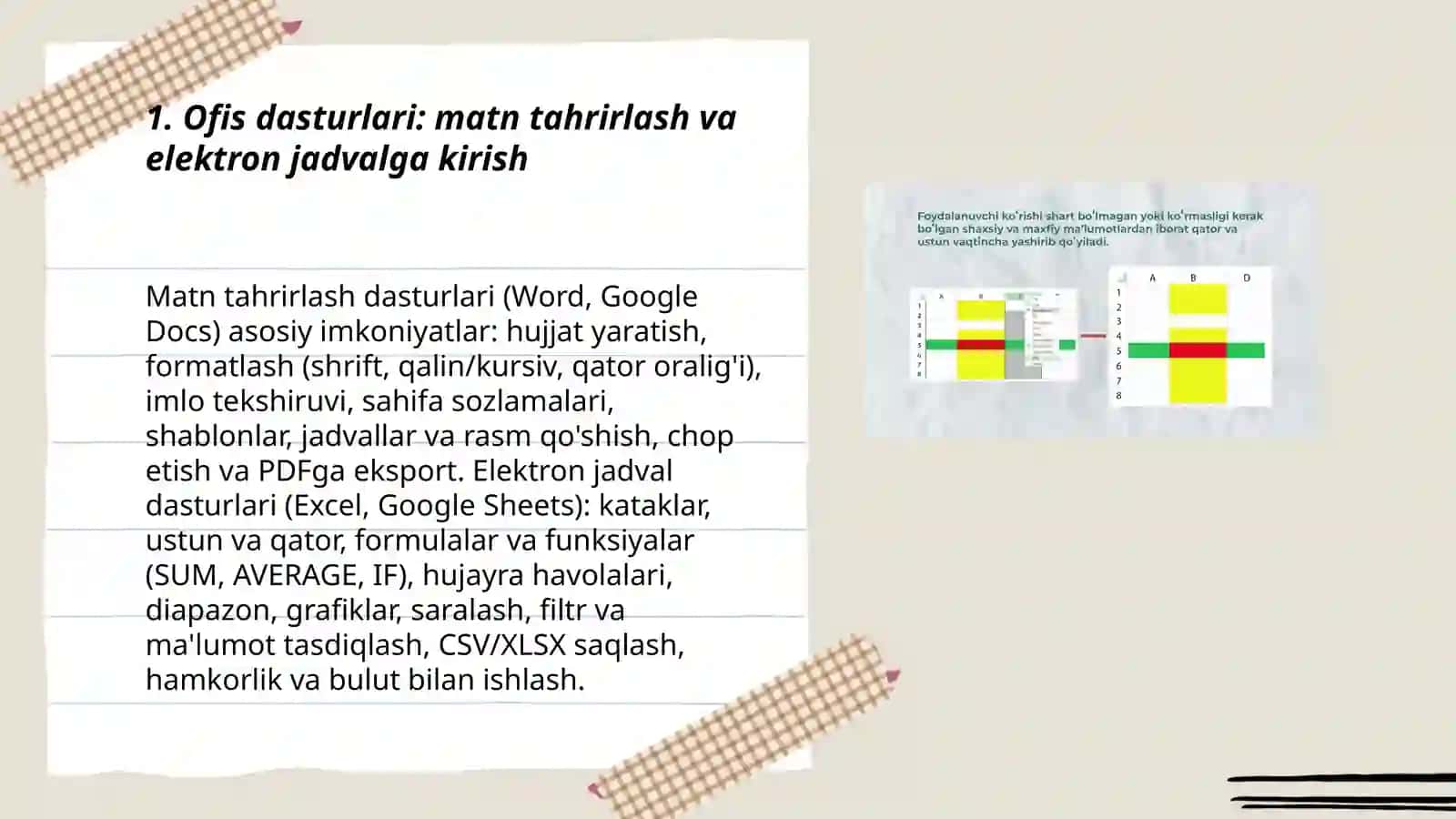 Ofis dasturlari (matn tahrirlari elektron jadval) 3