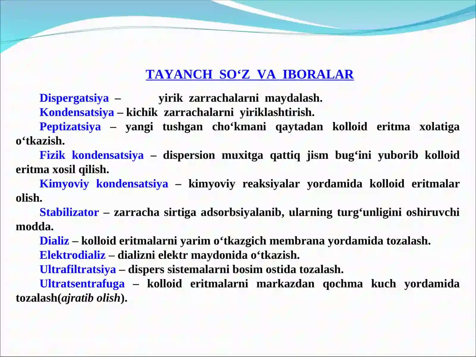 Коллоид системаларнинг тайёрлаш ва тозалаш усуллари 3