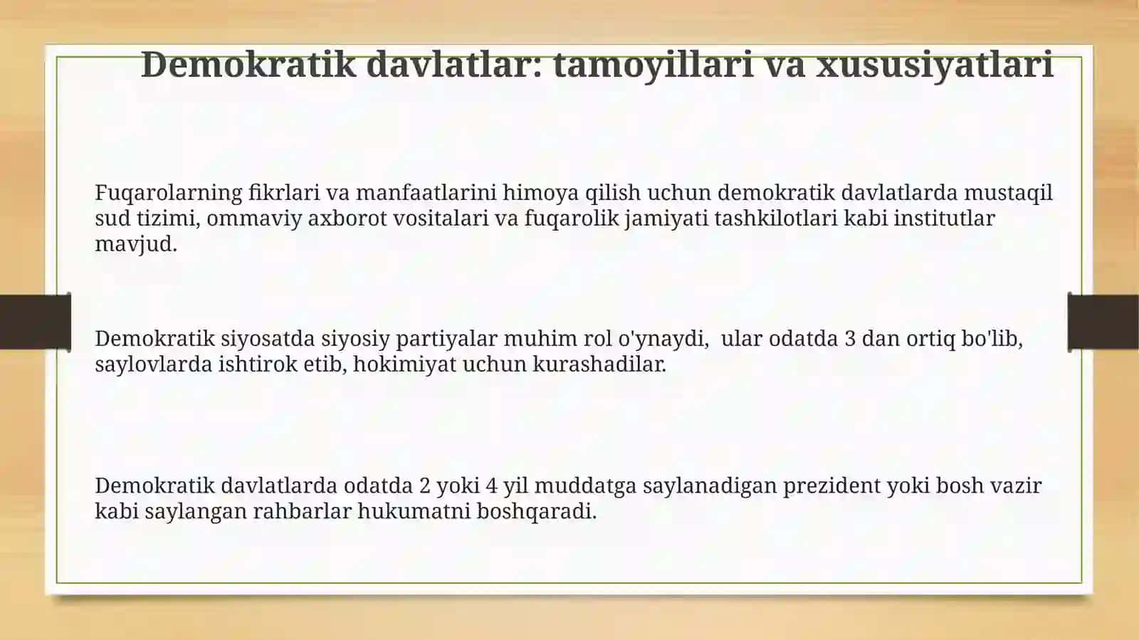 Davlat tuzilishi shakli. Siyosiy tartib 3