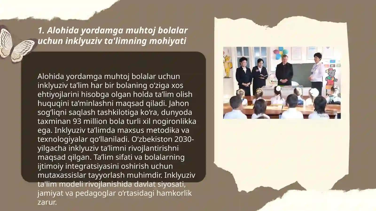 Alohida yordamga muhtoj bolani umumta'lim maktabi yoki maktabgacha tashkilotda inklyuziv ta'lim sharoitida oʻqishga moslashishida oila va maktabning oʻrni 3