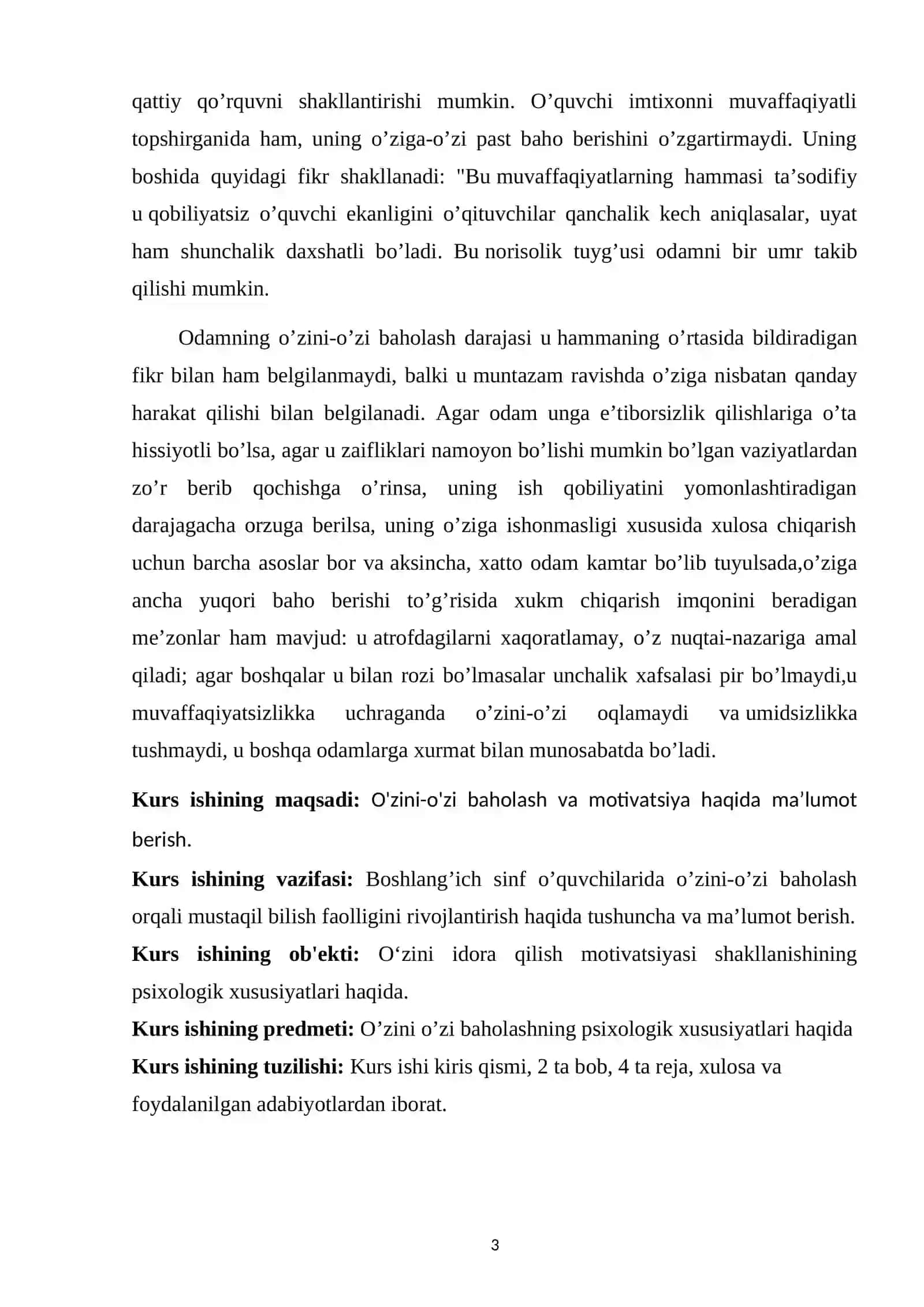O'ZINI-O'ZI BAHOLASH VA MOTIVATSIYA 3