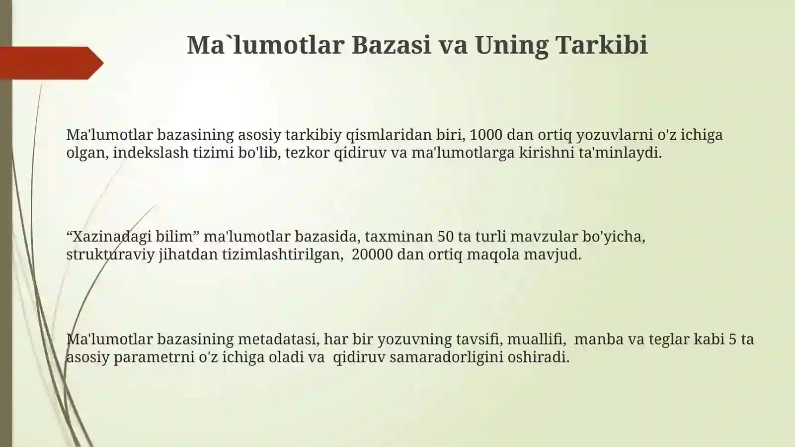 Bilimlar omborida bilimlarning tuzilishi 3