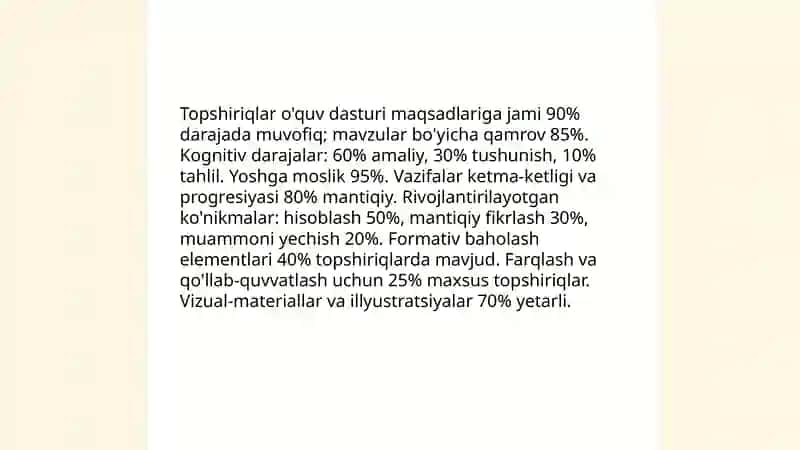 Uchinchi sinf matematika darsligi topshiriqlarini tahlil qilish 3