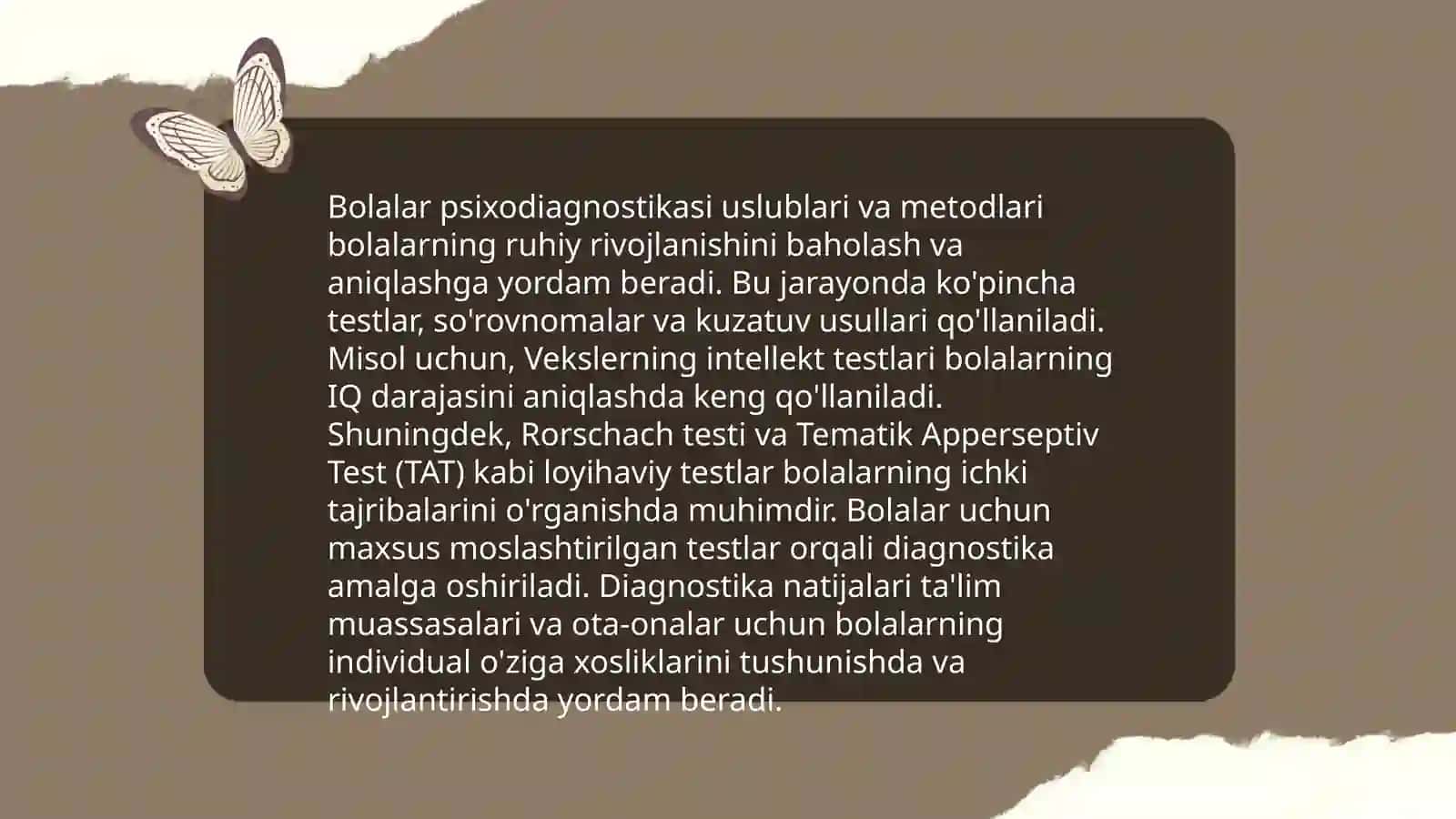 Bolalar psixodiagnostikasi uslublari va metodlari 3