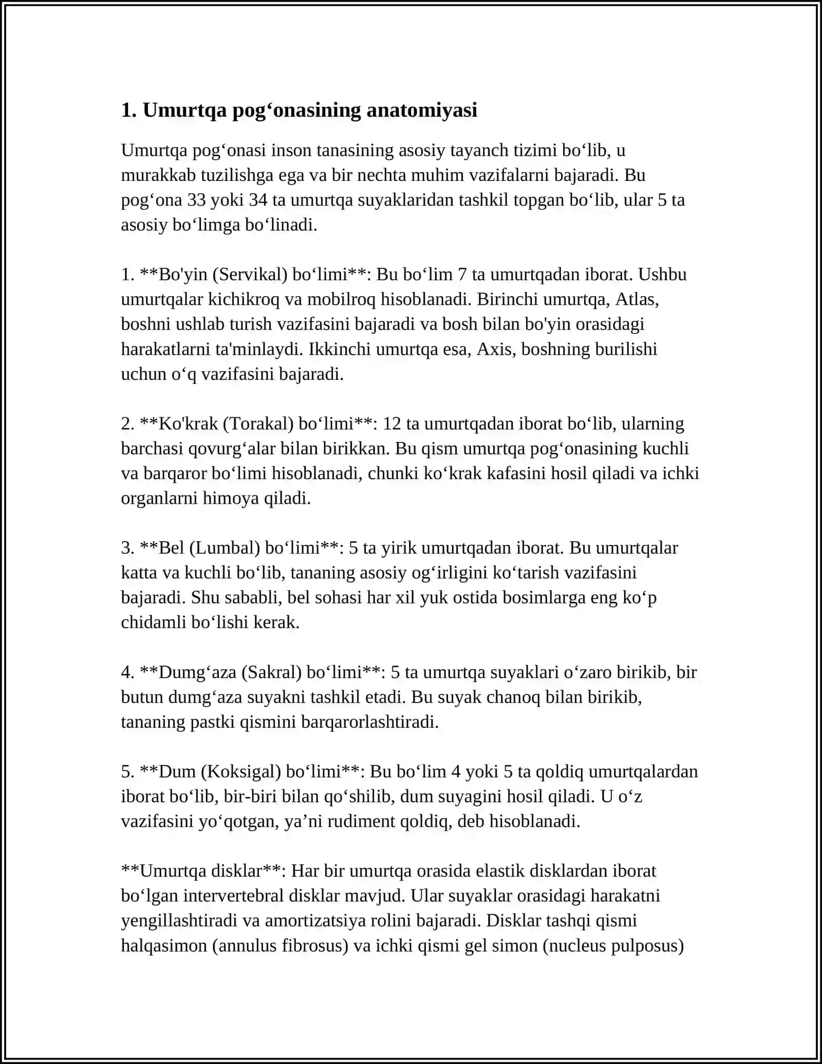 OSTEOLOGIYA.UMURTQA POGʻONASI SUYAKLARI 3