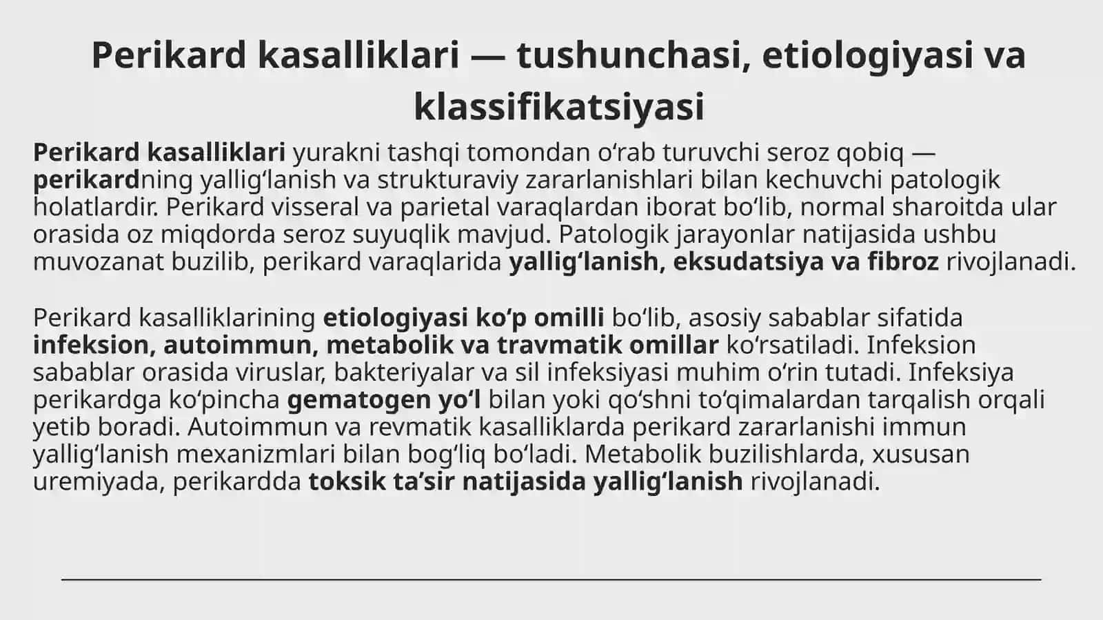Perikard va yurak kasalliklari 3