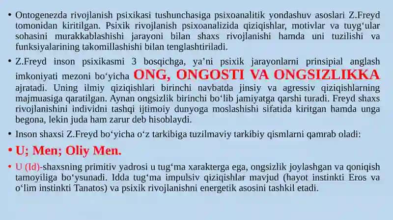 Psixikrivojlanishning Psixoanalitik Yo‘nalishi 3