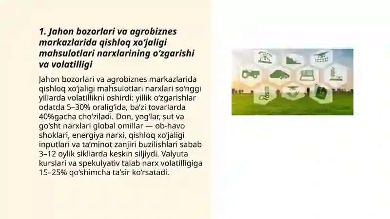 Jahon bozorlari va agrobiznes markazlarining joriy tendensiyalari 3