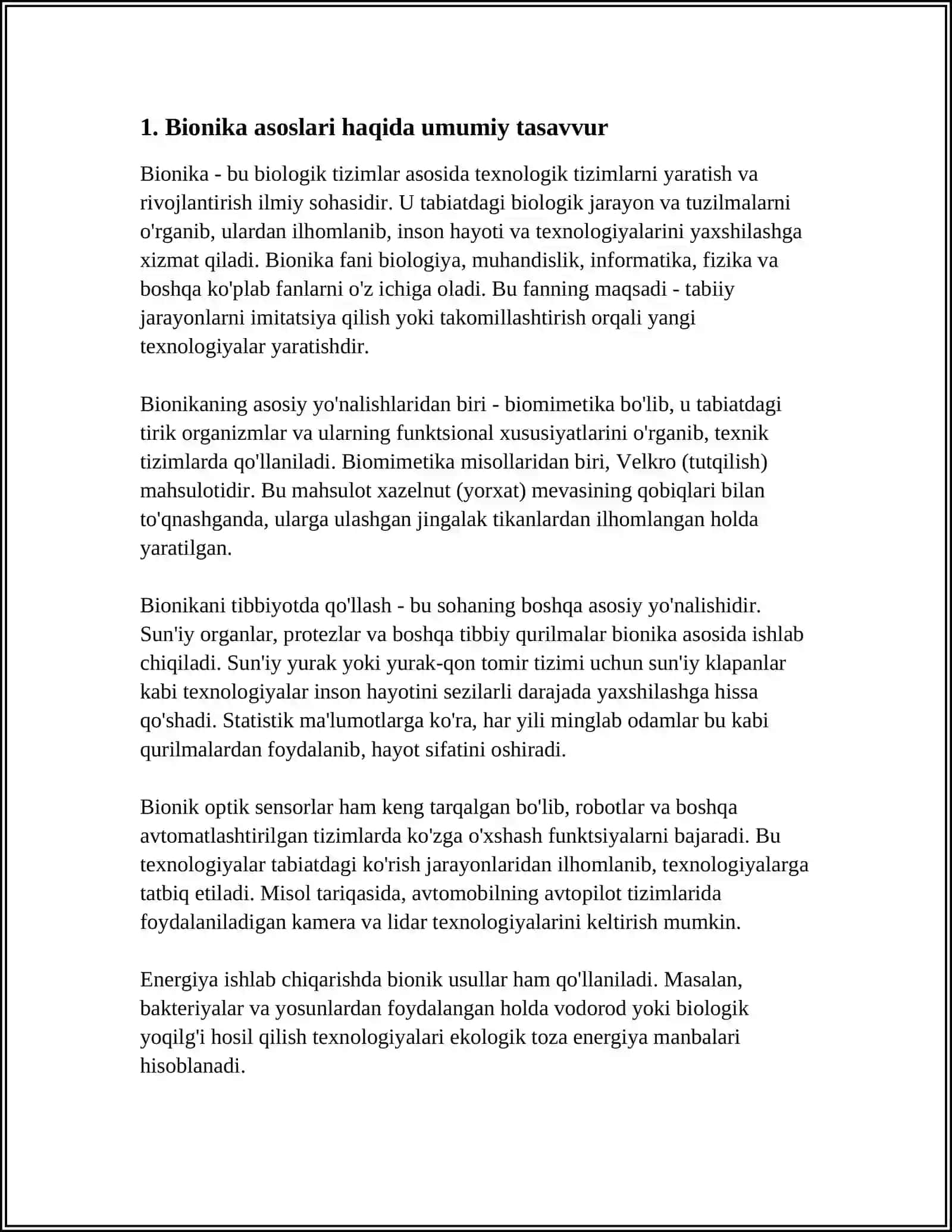 BIONIKA ASOSLARI VA UNI INSON HAYOTIDAGI O'RNI 3