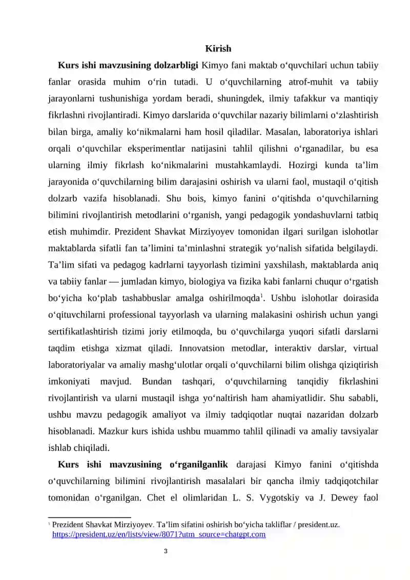 Kimyo fanlarini o‘qitishda o‘quvchilar bilimini rivojlantirish 3