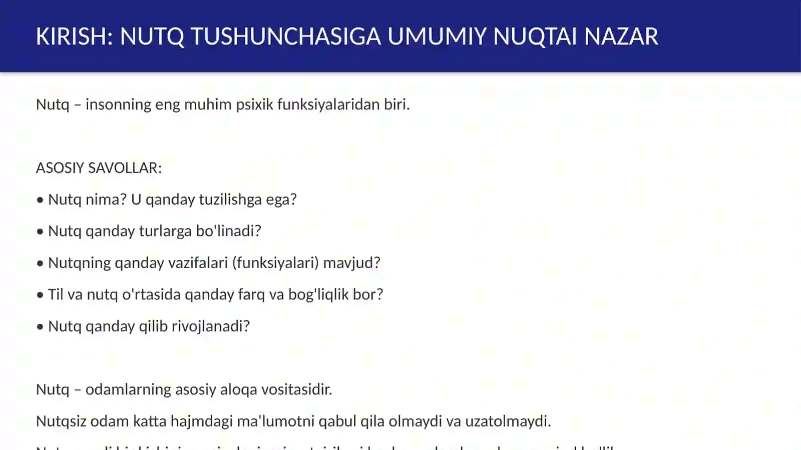 Nutq toʻgʻrisida tushuncha. Nutq turlari va uning vazifalari 3