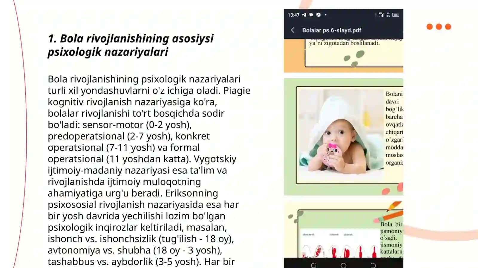 Bola rivojlanishining psixologik nazariyalari 3
