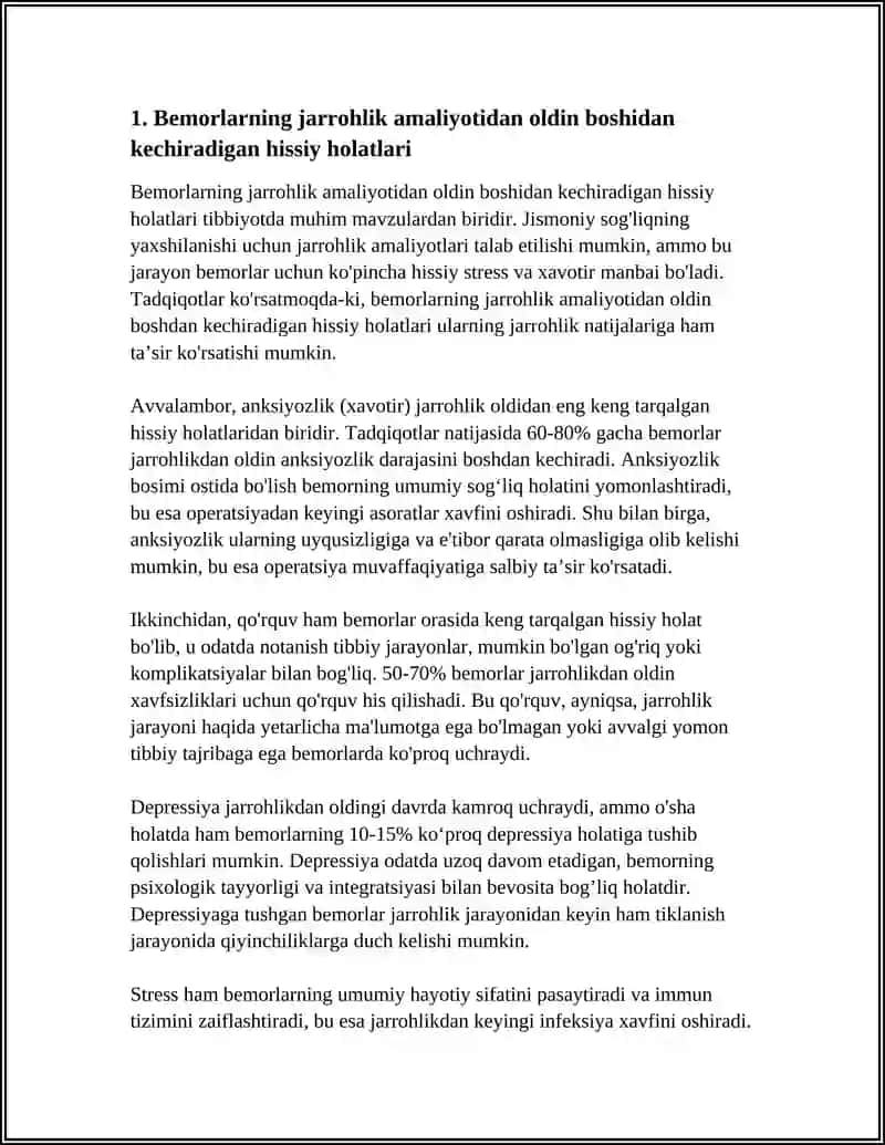 JARROHLIK BOʻLIMIDAGI BEMORLAR PSIXOLOGIYASI MASALALARI 3