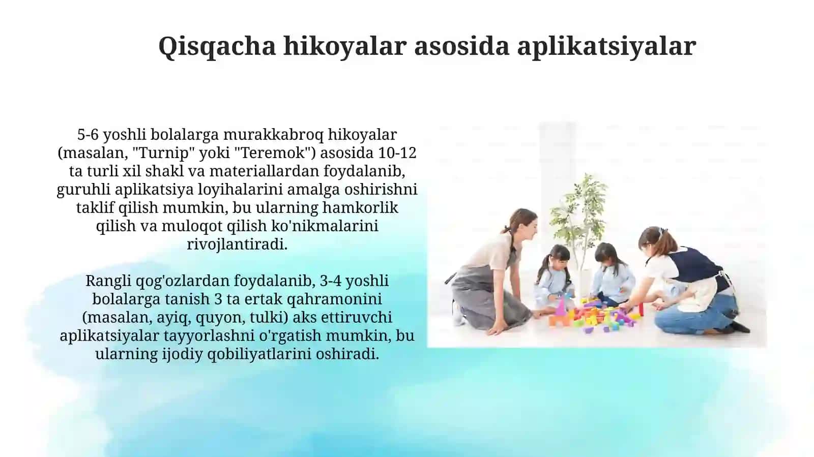 Maktabgacha yoshdagi bolalarda applikatsiya mashg'ulotlari 3