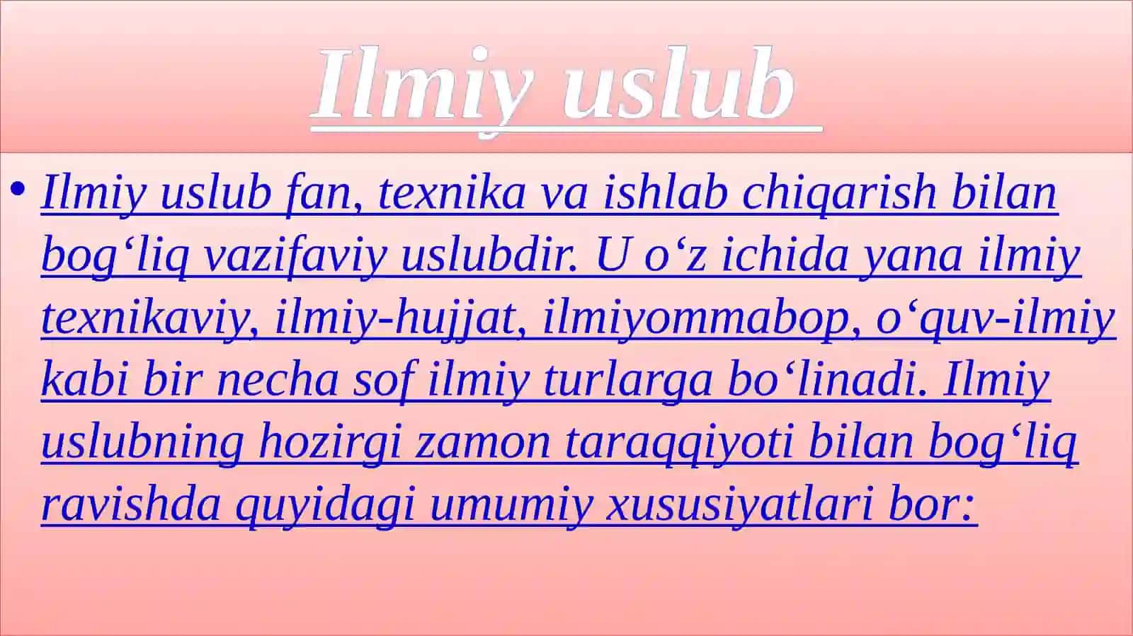 Ilmiy varasmiy-idoraviy uslublarning o‘ziga xos hususiyatlari 3