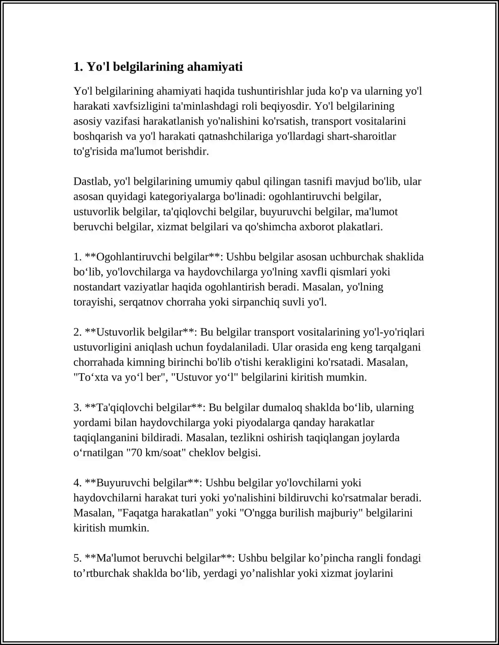 YO'J BELGILARI 3