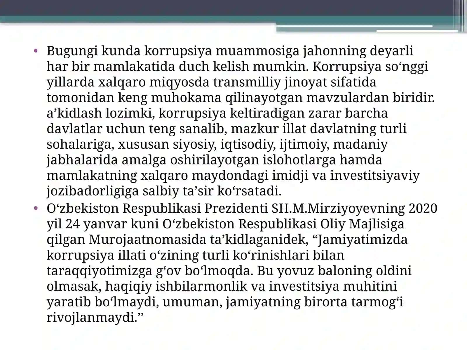 Korrupsiyaga qarshi kurashish bo'yicha xalqaro qonun va huquq mexanizmlari 3